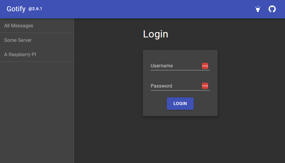 Gotify Login Page